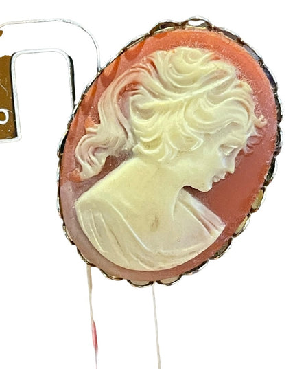 Vintage Resin plastic silver finish CAMEO brooch