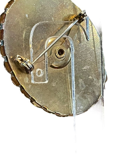 Vintage Resin plastic silver finish CAMEO brooch