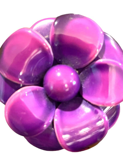 Vintage 1960s Purple metal flower large fancy brooch