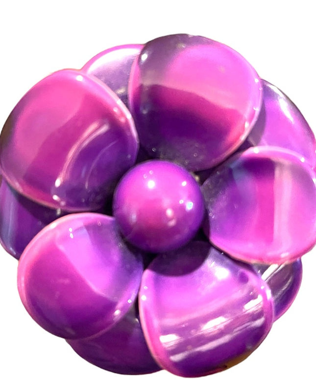 Vintage 1960s Purple metal flower large fancy brooch