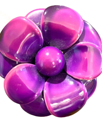 Vintage 1960s Purple metal flower large fancy brooch