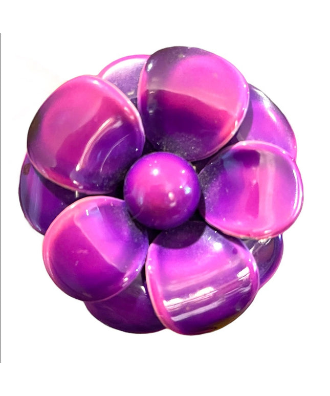 Vintage 1960s Purple metal flower large fancy brooch