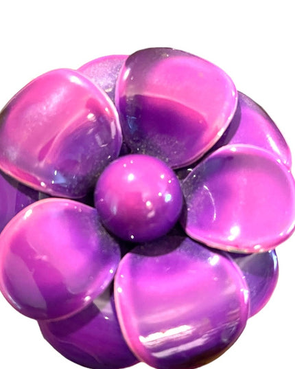 Vintage 1960s Purple metal flower large fancy brooch