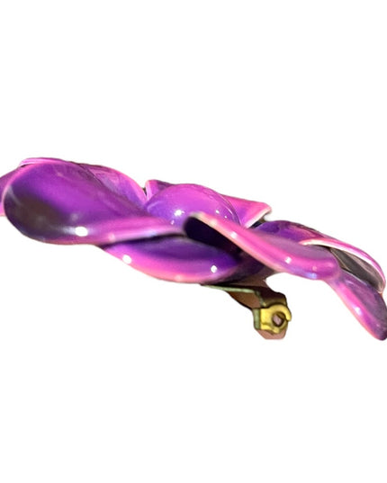 Vintage 1960s Purple metal flower large fancy brooch