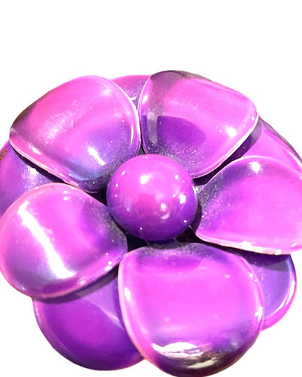 Vintage 1960s Purple metal flower large fancy brooch