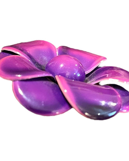 Vintage 1960s Purple metal flower large fancy brooch