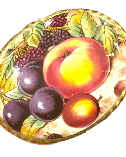 Vintage Ceramic hand painted fruit cameo brooch