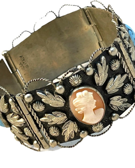 VTG Italy 🇮🇹 Alpacca Cameo turquois Bangle silver