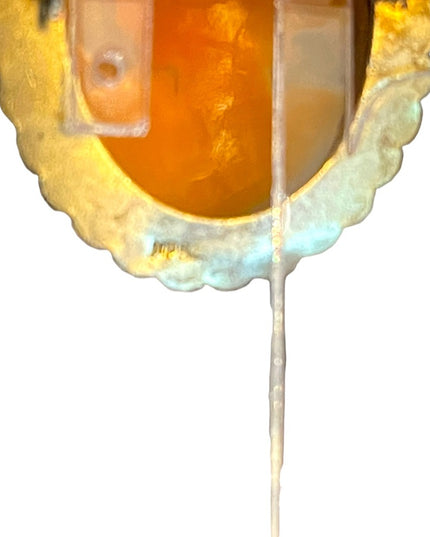 Antique 800 silver Gold plated Carnelian Shell Cameo brooch pendant LG Diana