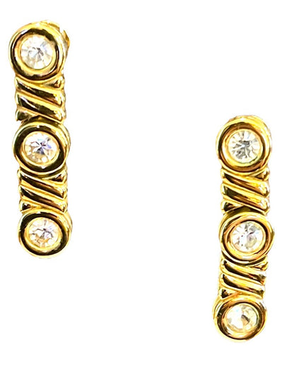 Vintage 1980s Gold Crystal rhinestone NINA RICCI Dangle earrings Sparkle