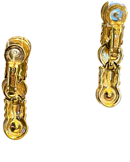 Vintage 1980s Gold Crystal rhinestone NINA RICCI Dangle earrings Sparkle