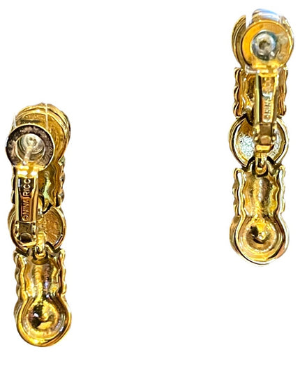 Vintage 1980s Gold Crystal rhinestone NINA RICCI Dangle earrings Sparkle