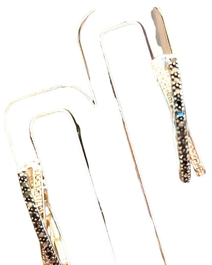 Sterling silver  black & white REAL diamond fancy dangle hoop earrings