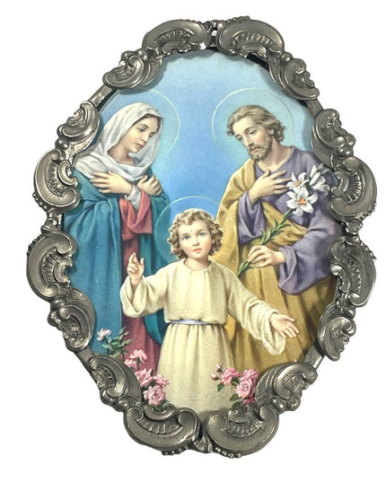 Vintage Jesus Plaque, Mary Joseph Jesus, Religious Art, Holy Family wall hanging