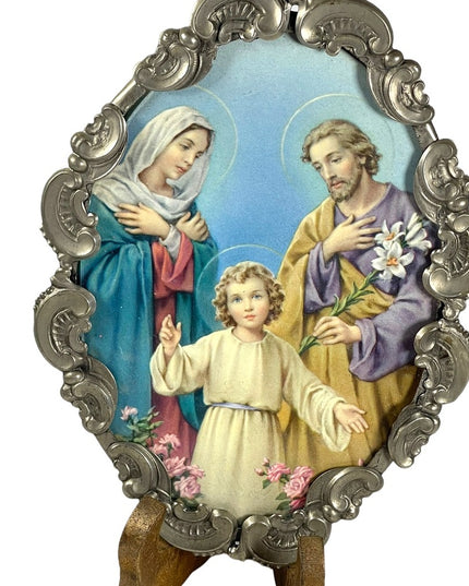 Vintage Jesus Plaque, Mary Joseph Jesus, Religious Art, Holy Family wall hanging