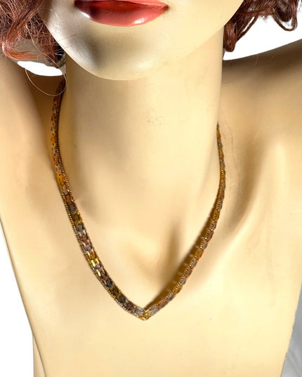 Sterling silver 925 Italy Riccio Tri color heavy Chevron necklace