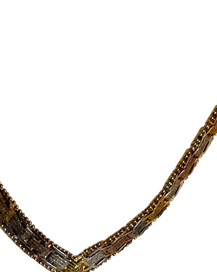 Sterling silver 925 Italy Riccio Tri color heavy Chevron necklace