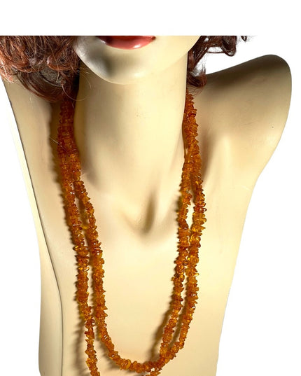 Vintage Long Authentic Baltic honey AMBER chip necklace