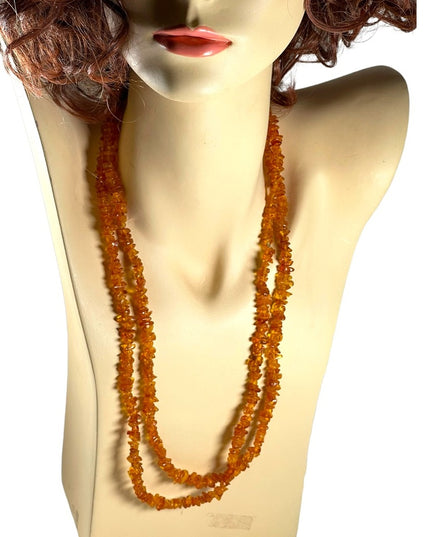 Vintage Long Authentic Baltic honey AMBER chip necklace