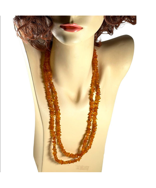 Vintage Long Authentic Baltic honey AMBER chip necklace