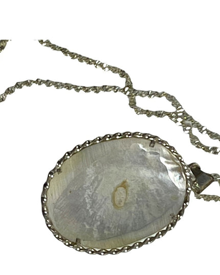 Vintage 1920s Persian STORY sterling silver 925 Hand painted MOP pearl shell