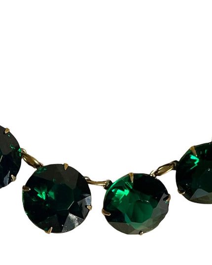 Vintage 1940s Emerald green chunky heavy crystal JULIANA style fancy necklace