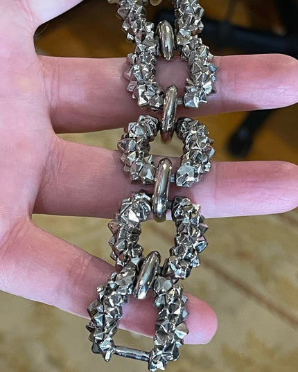 Vintage 1960s Silver nugget finish chunky heavy link bracelet