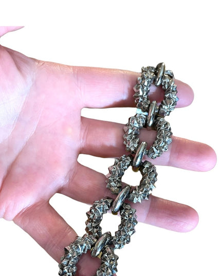 Vintage 1960s Silver nugget finish chunky heavy link bracelet