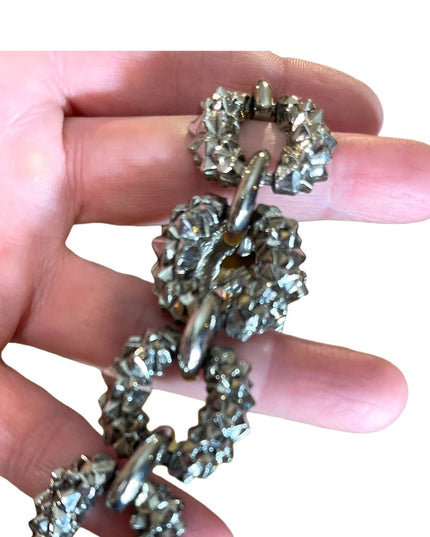 Vintage 1960s Silver nugget finish chunky heavy link bracelet