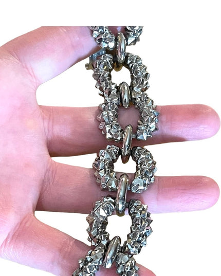 Vintage 1960s Silver nugget finish chunky heavy link bracelet