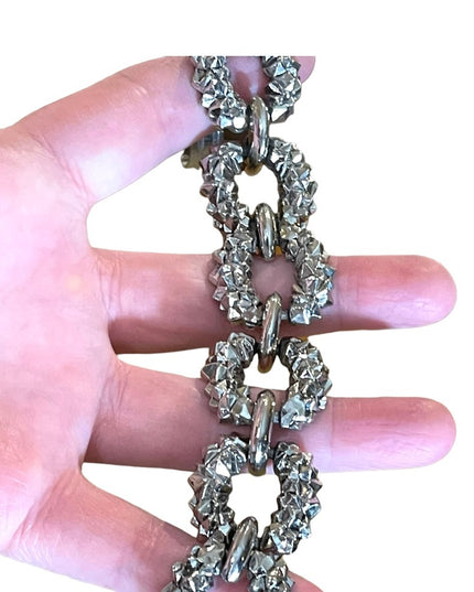 Vintage 1960s Silver nugget finish chunky heavy link bracelet