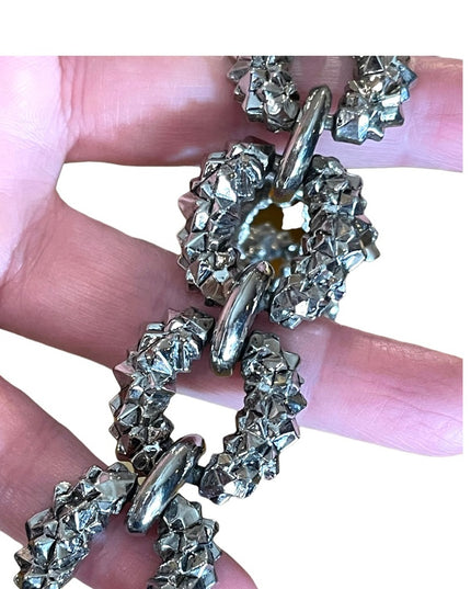 Vintage 1960s Silver nugget finish chunky heavy link bracelet