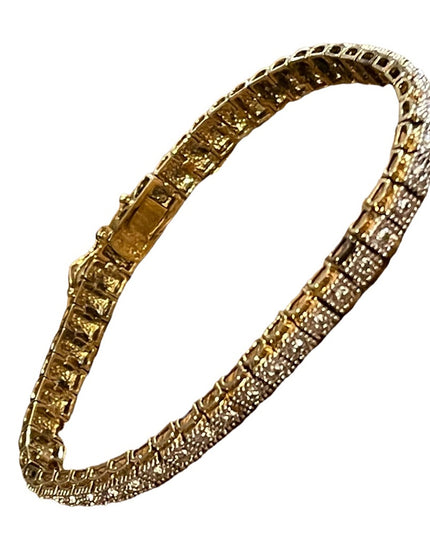 Sterling silver 925 Gold plated Diamond illusion link tennis bracelet