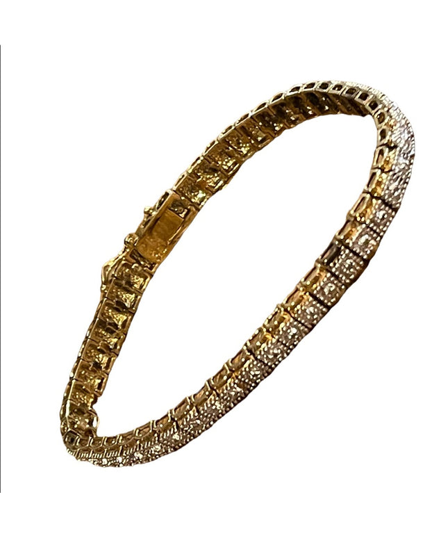 Sterling silver 925 Gold plated Diamond illusion link tennis bracelet
