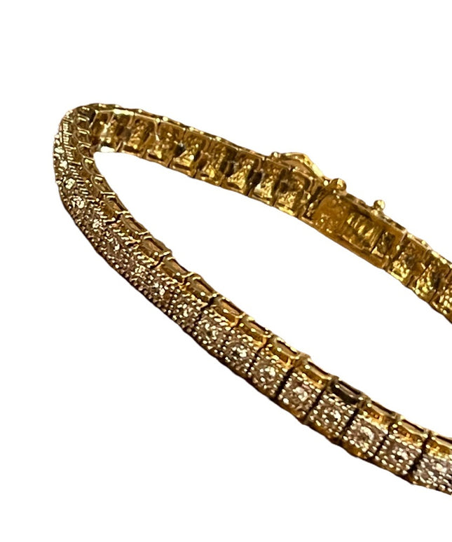 Sterling silver 925 Gold plated Diamond illusion link tennis bracelet