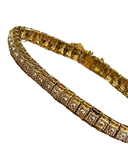 Sterling silver 925 Gold plated Diamond illusion link tennis bracelet