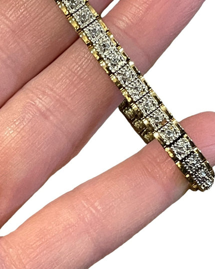 Sterling silver 925 Gold plated Diamond illusion link tennis bracelet