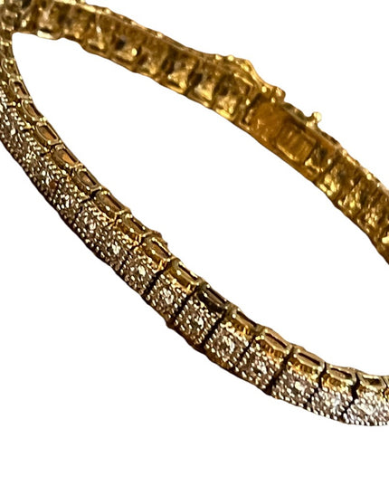 Sterling silver 925 Gold plated Diamond illusion link tennis bracelet
