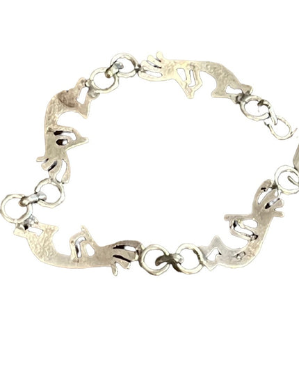 Vintage sterling silver 925 KOKOPELLI link bracelet Native Fertility symbol