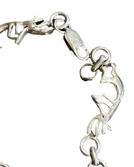 Vintage sterling silver 925 KOKOPELLI link bracelet Native Fertility symbol