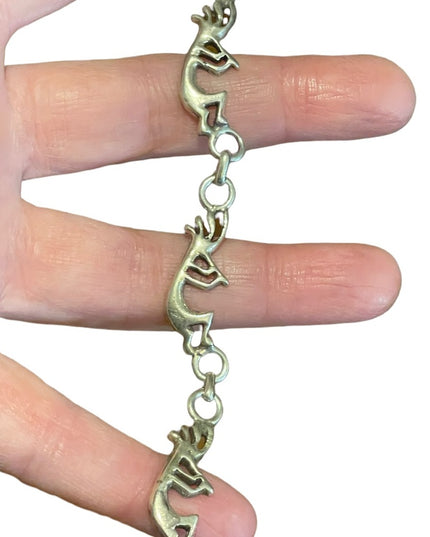 Vintage sterling silver 925 KOKOPELLI link bracelet Native Fertility symbol
