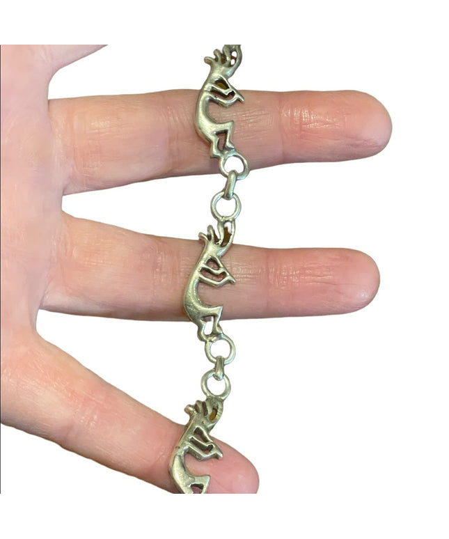 Vintage sterling silver 925 KOKOPELLI link bracelet Native Fertility symbol