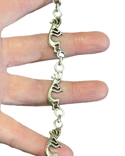 Vintage sterling silver 925 KOKOPELLI link bracelet Native Fertility symbol