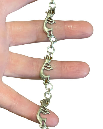 Vintage sterling silver 925 KOKOPELLI link bracelet Native Fertility symbol