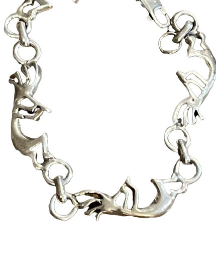 Vintage sterling silver 925 KOKOPELLI link bracelet Native Fertility symbol