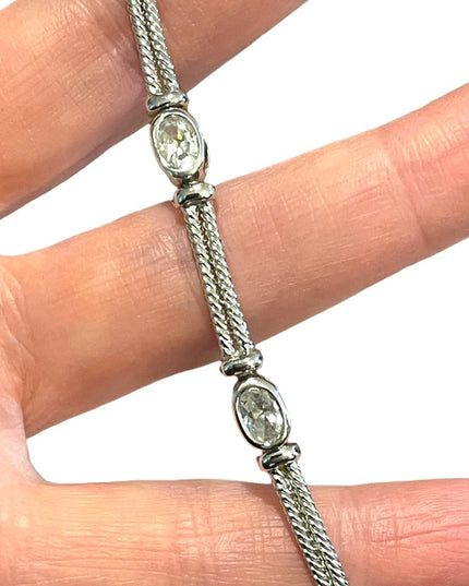 Sterling silver 925 Crystal link bracelet