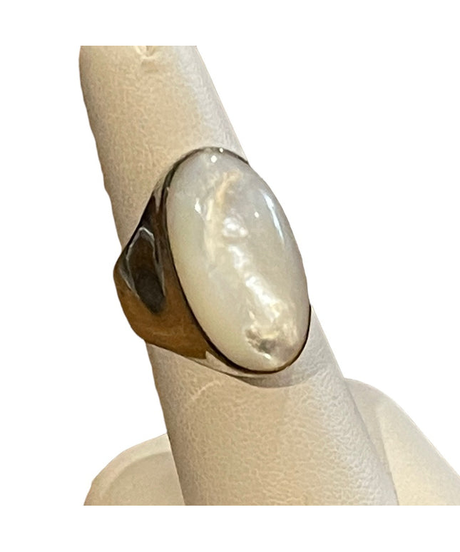 Sterling silver 925 Large elongated MOP pearl chunky ring