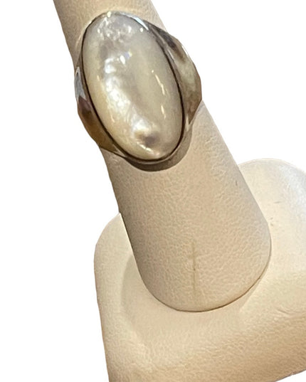 Sterling silver 925 Large elongated MOP pearl chunky ring
