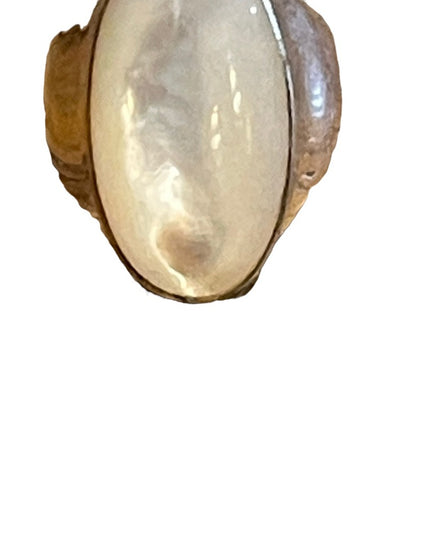 Sterling silver 925 Large elongated MOP pearl chunky ring