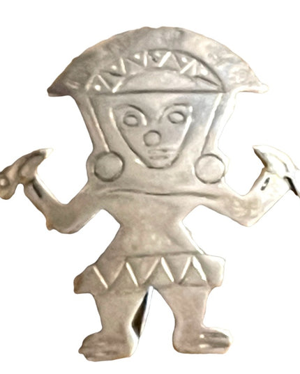Vintage 1960s Sterling silver signed 924 Peru Incan Tumi Brooch